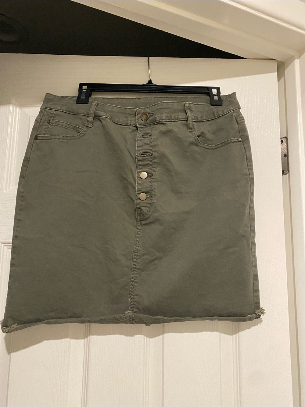 a.n.a Olive Green Button-Front Mini Skirt